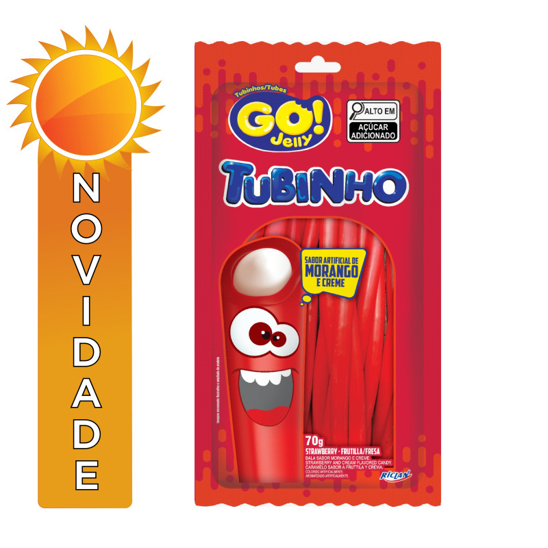 TUBES TUBINHO GO JELLY 70GR MORANGO - CX COM 12 UN