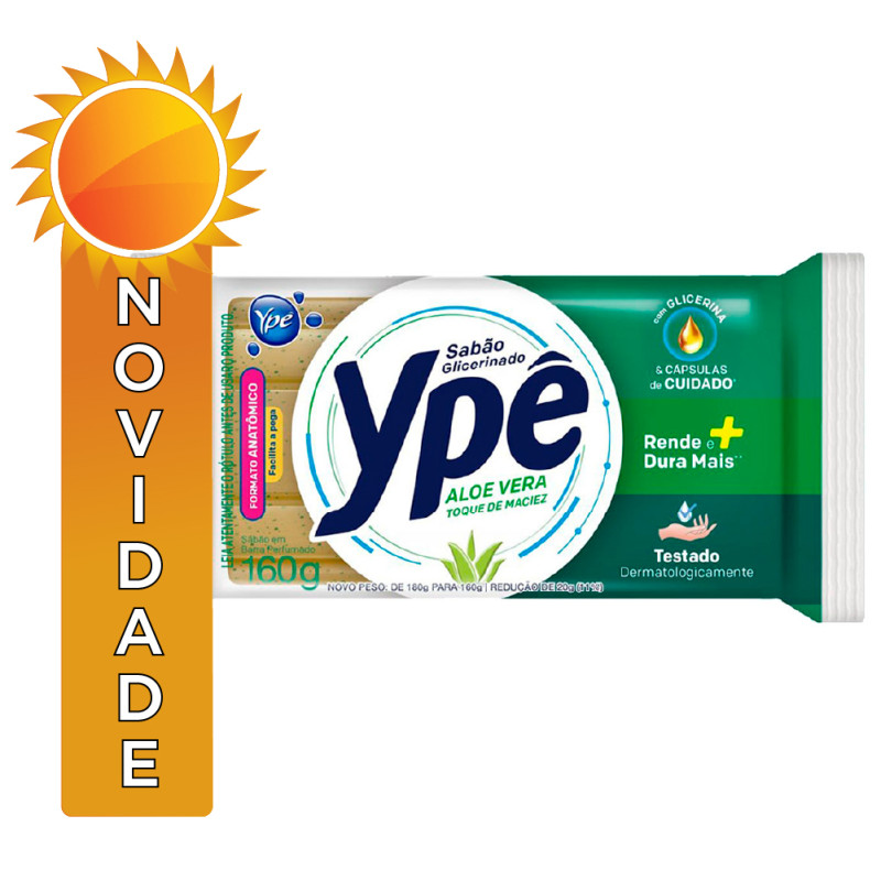 SABÃO EM BARRA YPÊ 160GR UNITÁRIO ALOE VERA - CX COM 60 UN