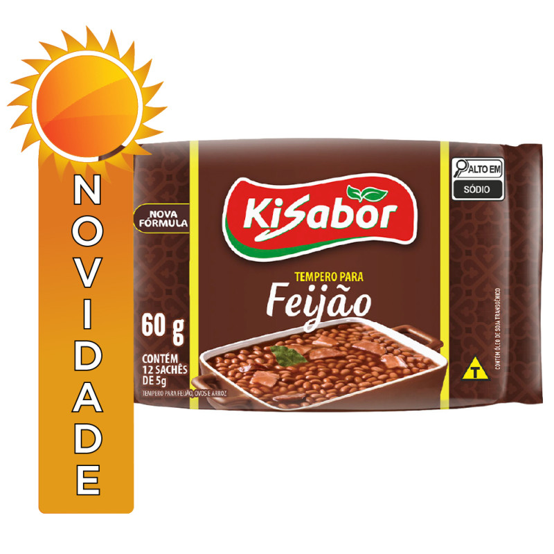 TEMPERO KISABOR 5X12GR FEIJÃO - CX COM 30 UN