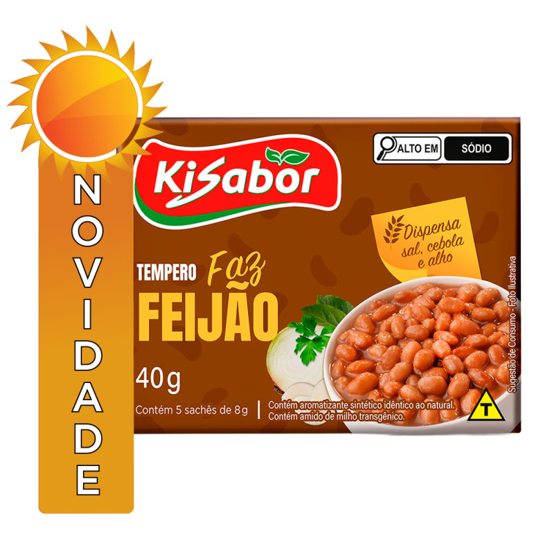 TEMPERO FAZ FEIJÃO KISABOR 5X8GR - CX COM 24 UN