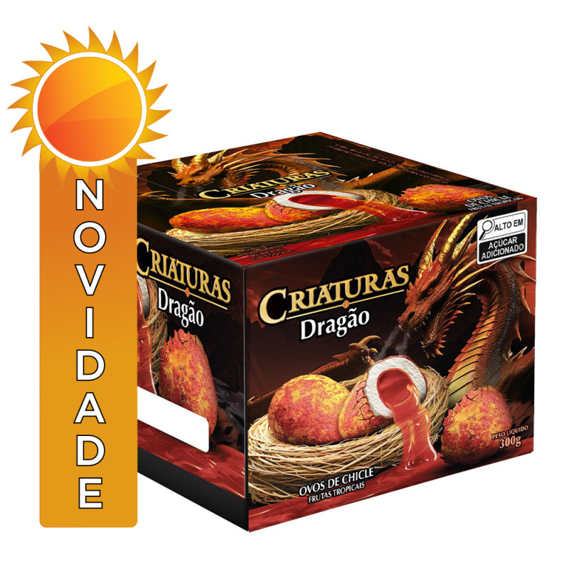 CHICLE SUKEST CRIATURAS 300GR FRUTAS TROPICAIS DRAGÃO - DP COM 40 UN
