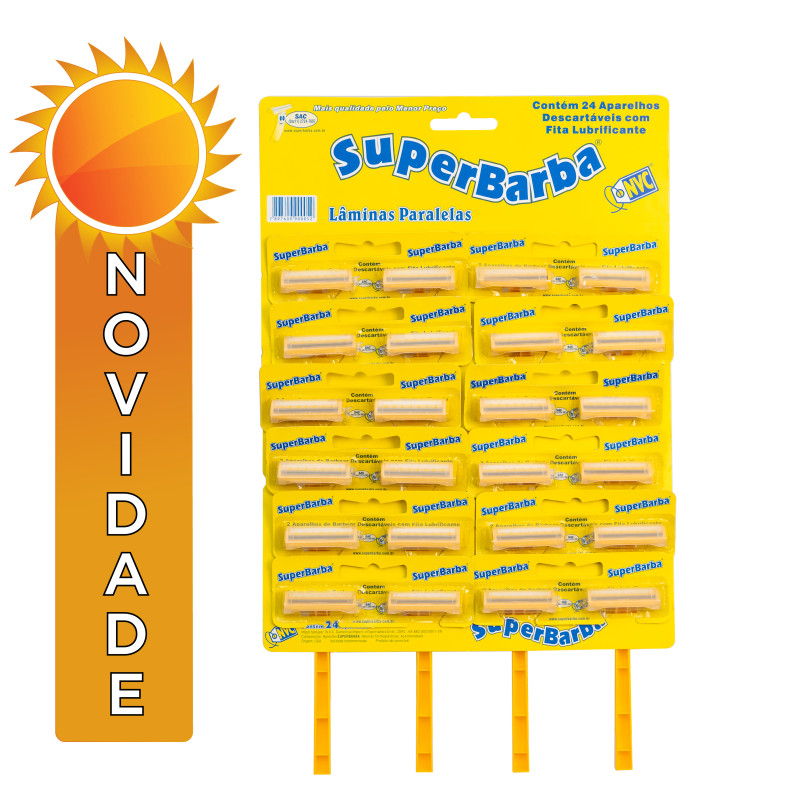 APARELHO DE BARBEAR SUPERBARBA BLISTER AMARELO - CARTELA COM 24 UN