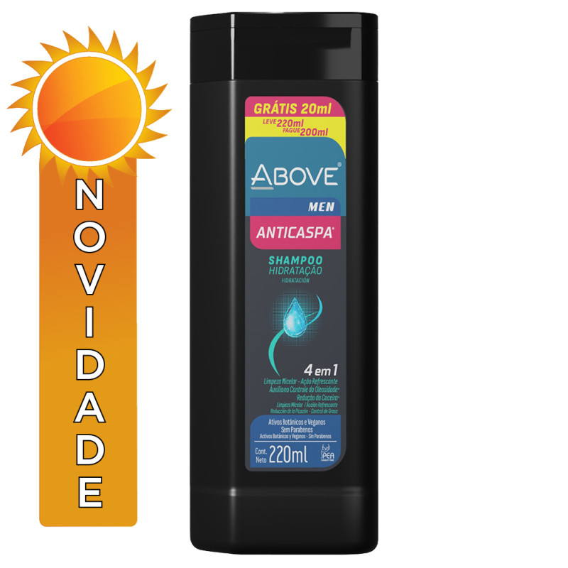 SHAMPO ABOVE 220ML ANTICASPA MEN - CX COM 12 UN