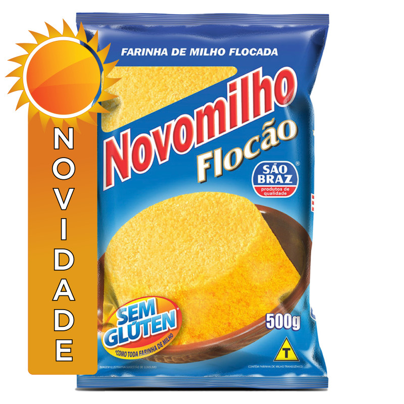 FARINHA DE MILHO FLOCADA NOVOMILHO 500GR FLOCÃO - FD COM 30 PC