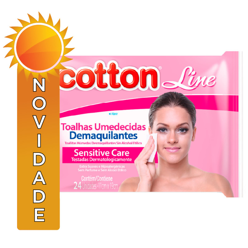 TOALHA UMEDECIDA DEMAQUILANTE COTTON LINE C/ 24UN - CX COM 36 UN