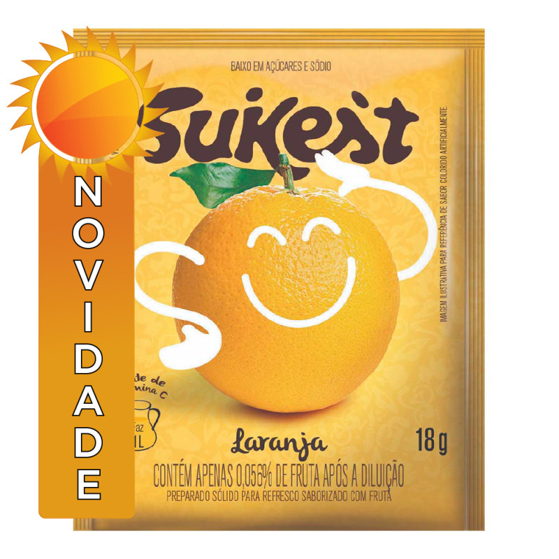 REFRESCO EM PÓ SUKEST 18GR LARANJA - DP COM 15 UN