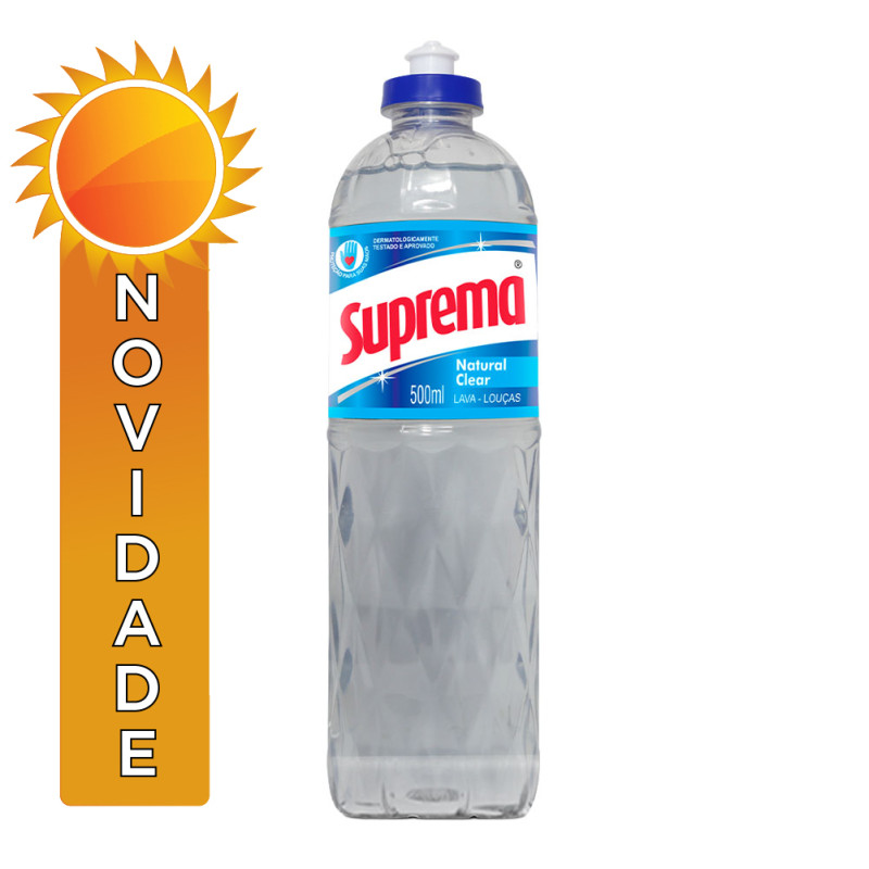 LAVA-LOUÇAS LÍQUIDO SUPREMA 500ML NATURAL CLEAR - CX COM 24 UN