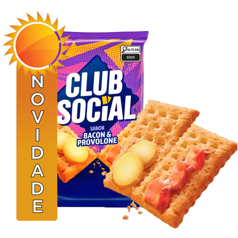 BISCOITO CLUB SOCIAL 23,5GR BACON E PROVOLONE - CX COM 44 UN