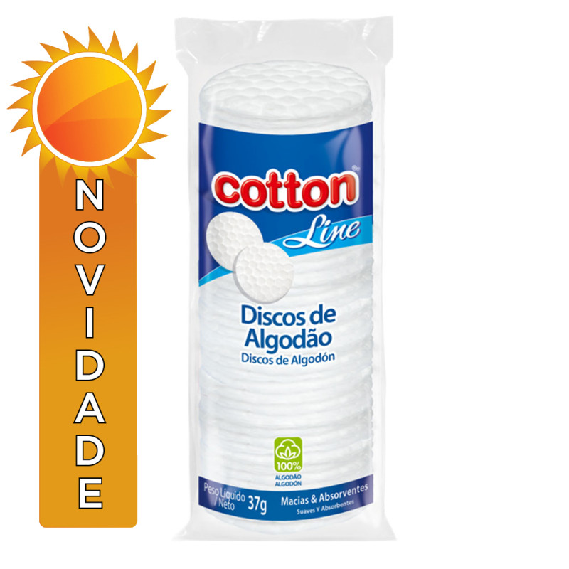 DISCOS DE ALGODÃO COTTON LINE 37GR - CX COM 48 UN