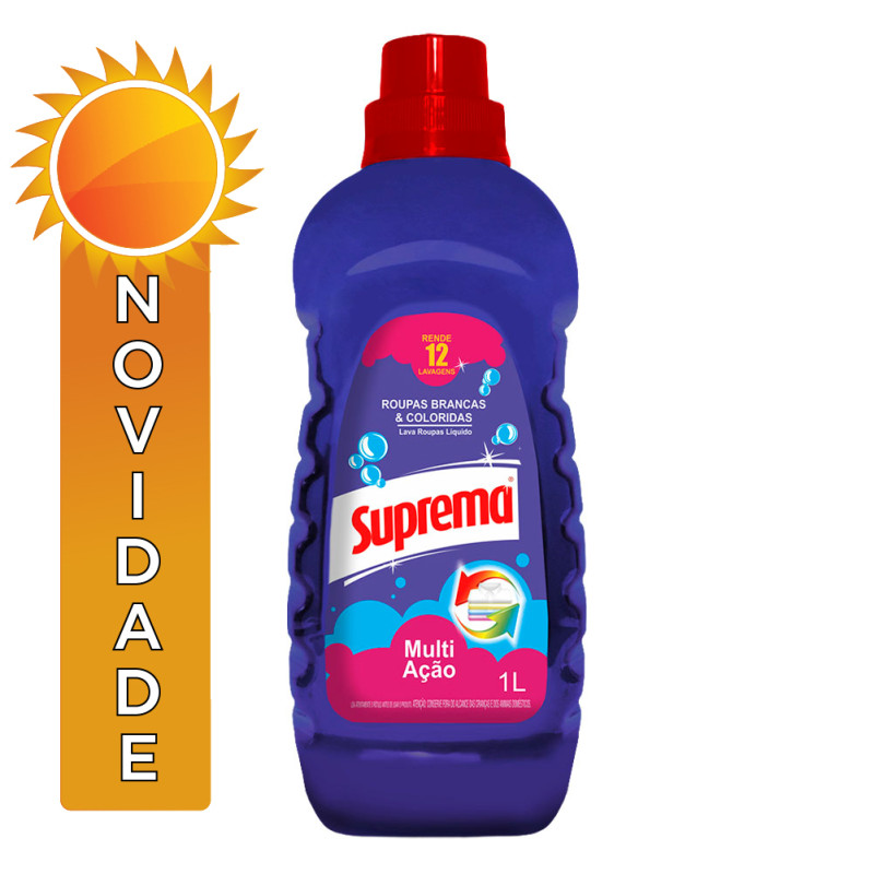 LAVA ROUPAS LÍQUIDO SUPREMA 1 LITRO MULTI AÇÃO - CX COM 12 UN