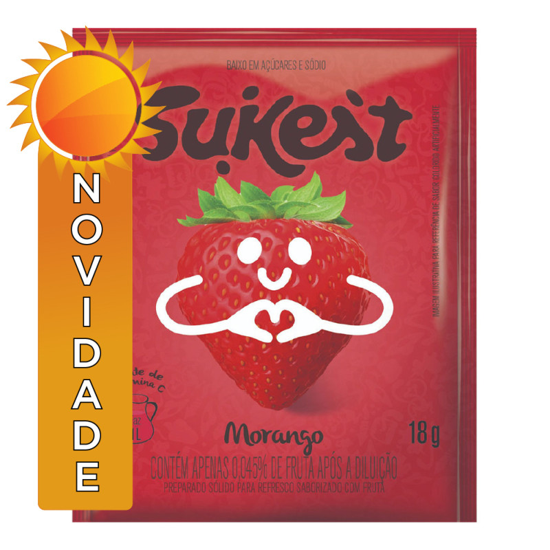 REFRESCO EM PÓ SUKEST 18GR MORANGO - DP COM 15 UN