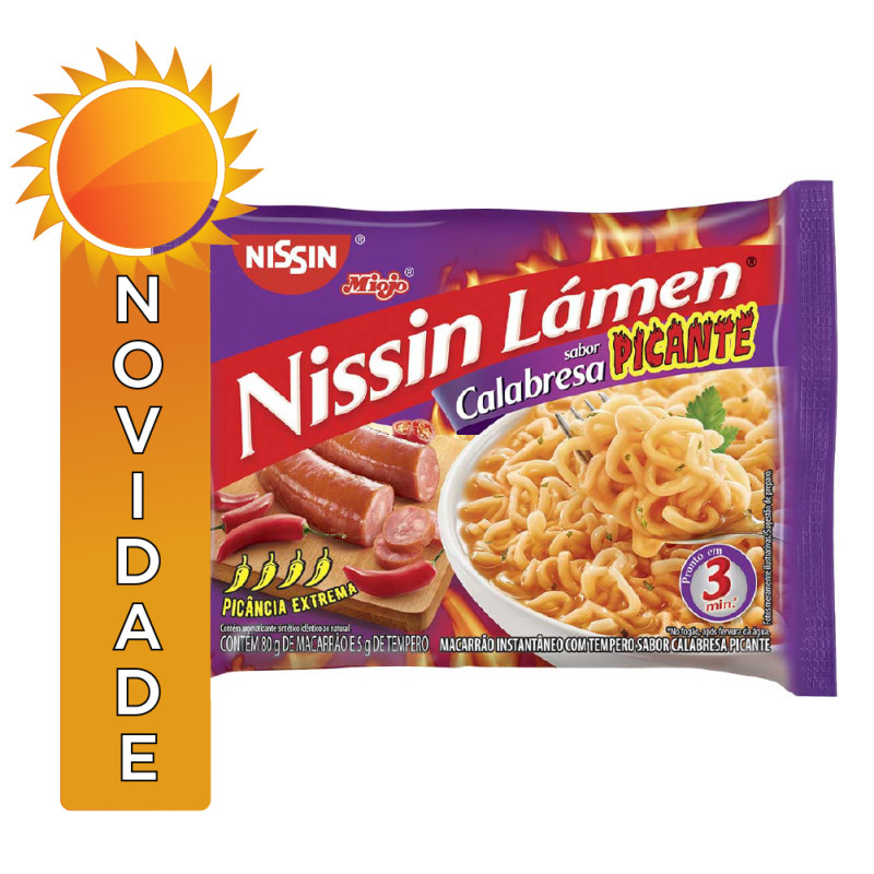 MACARRÃO INSTANTÂNEO NISSIN MIOJO 85GR CALABRESA PICANTE - CX COM 50 UN