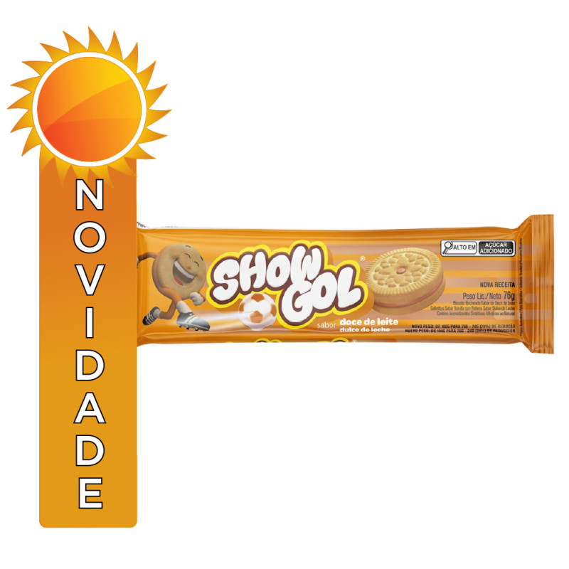 BISCOITO RECHEADO SHOW GOL CORY 76GR DOCE DE LEITE - CX COM 36 UN