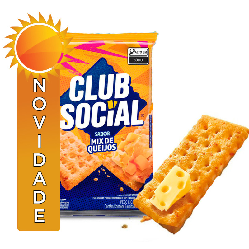 BISCOITO CLUB SOCIAL 23,5GR MIX DE QUEIJOS - CX COM 44 UN