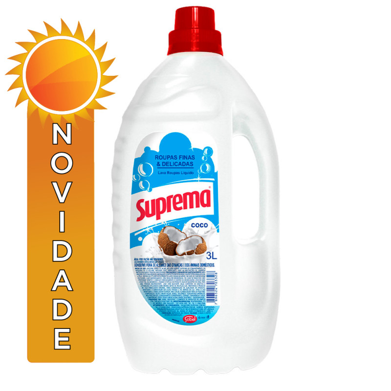 LAVA ROUPAS LÍQUIDO SUPREMA 3 LITROS COCO - CX COM 6 UN
