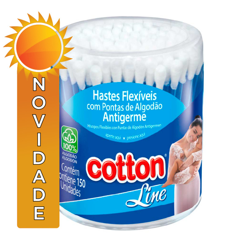 COTONETE COTTON LINE POTE 150UN BRANCO - CX COM 48 UN