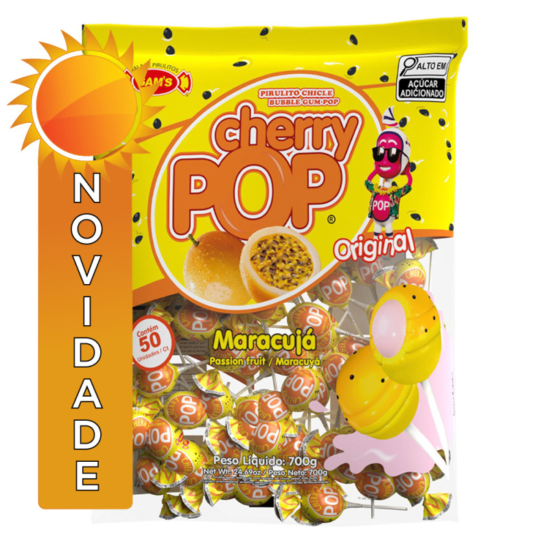 PIRULITO CHERRY POP SAM'S 14GR ORIGINAL MARACUJÁ - PC COM 50 UN