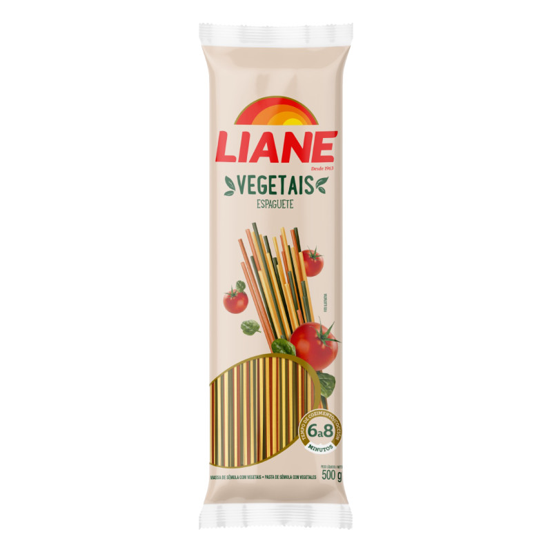 MACARRÃO DE VEGETAIS LIANE 500GR ESPAGUETE - FD COM 24 PC