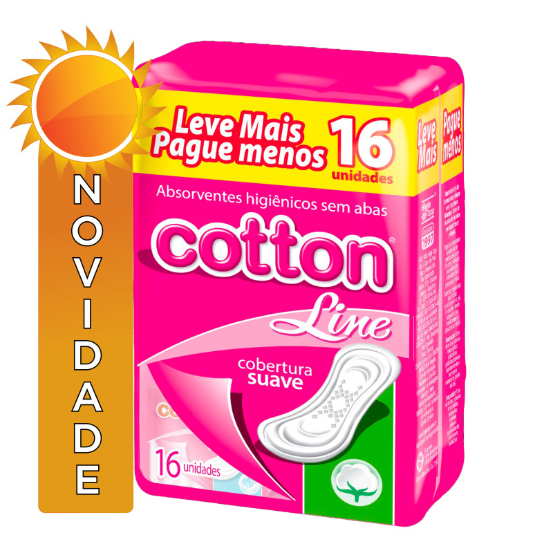 ABSORVENTE COTTON LINE C/ 16UN SUAVE SEM ABAS - CX COM 30 UN