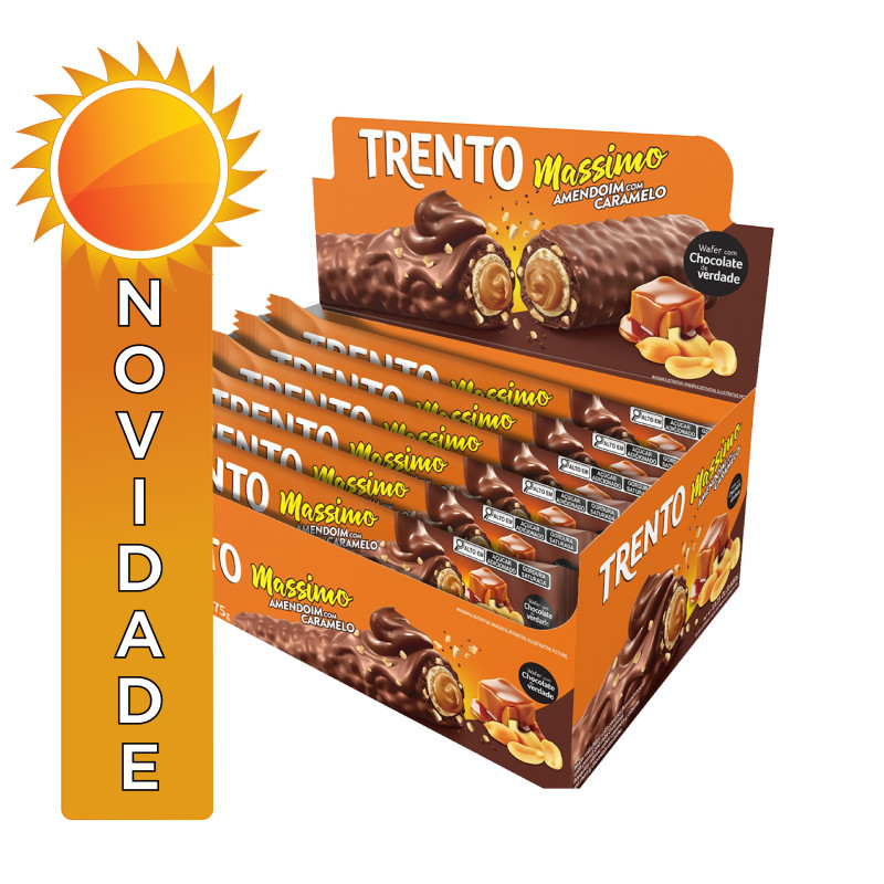 CHOCOLATE TRENTO PECCIN MASSIMO 25GR CARAMELO COM AMEDOIM - DP COM 15 UN