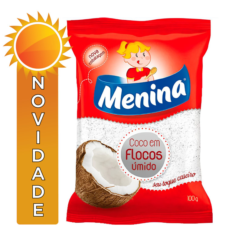 FLOCOS DE COCO ÚMIDO MENINA 100GR  ADOCADO - CX COM 24 UN