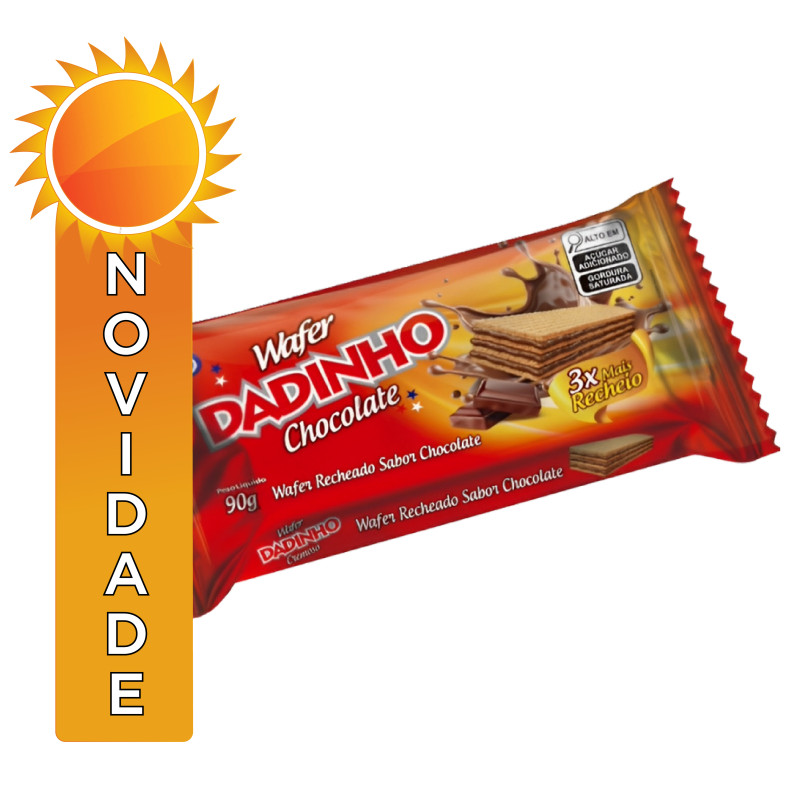 BISCOITO WAFER DADINHO 90GR CHOCOLATE - CX COM 50 UN