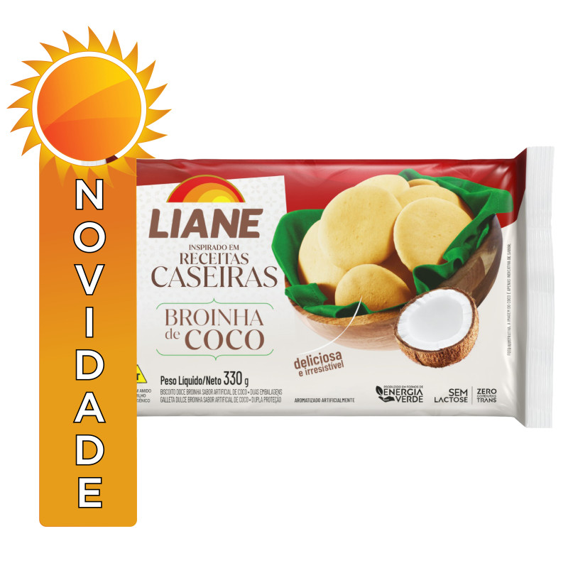 BISCOITO BROINHA LIANE 330GR COCO - CX COM 30 PC