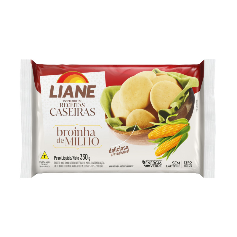 BISCOITO BROINHA LIANE 330GR MILHO - CX COM 30 PC