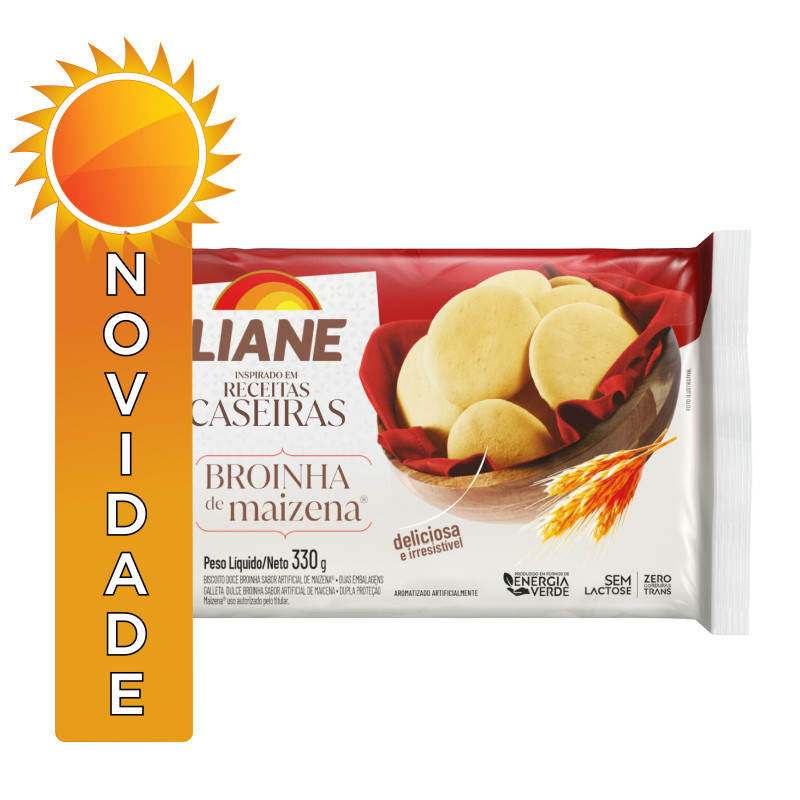 BISCOITO BROINHA LIANE 330GR MAIZENA - CX COM 30 PC