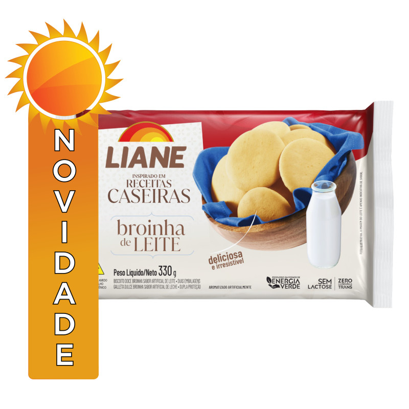 BISCOITO BROINHA LIANE 330GR LEITE - CX COM 30 PC