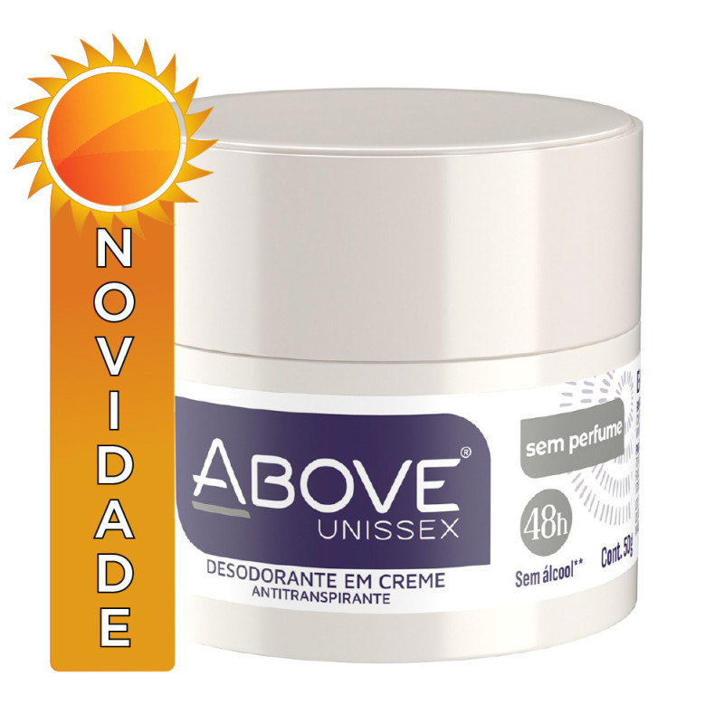 DESODORANTE EM CREME ABOVE 48H 50GR UNISSEX SEM PERFUME - CX COM 12 UN