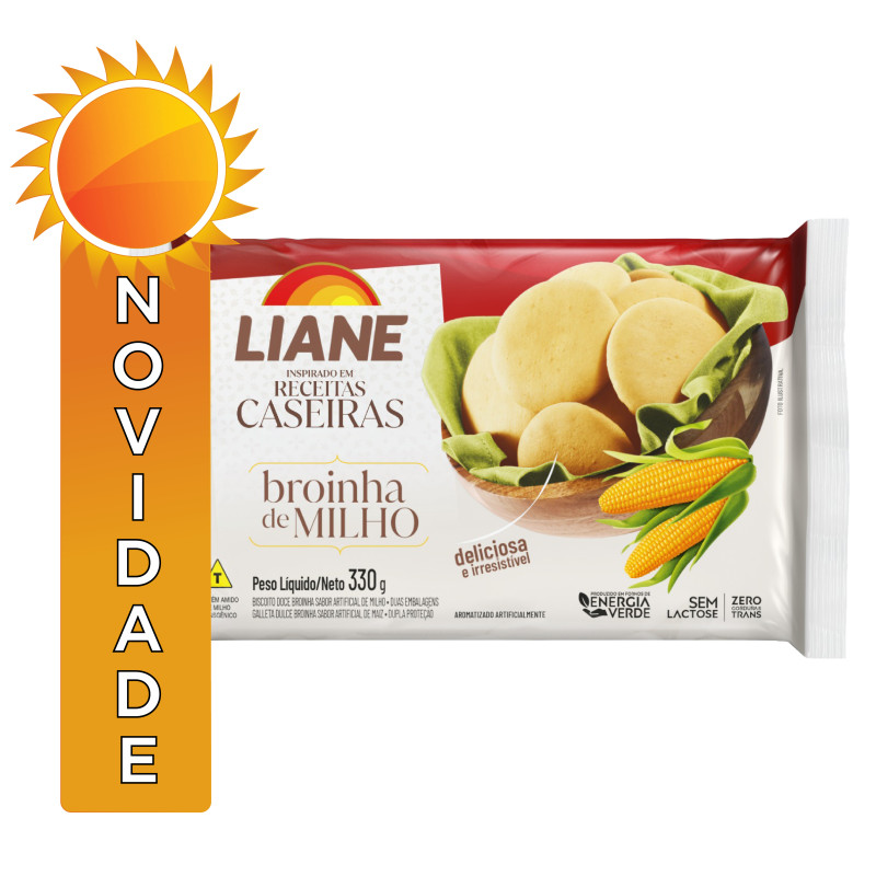 BISCOITO BROINHA LIANE 330GR MILHO - CX COM 30 PC