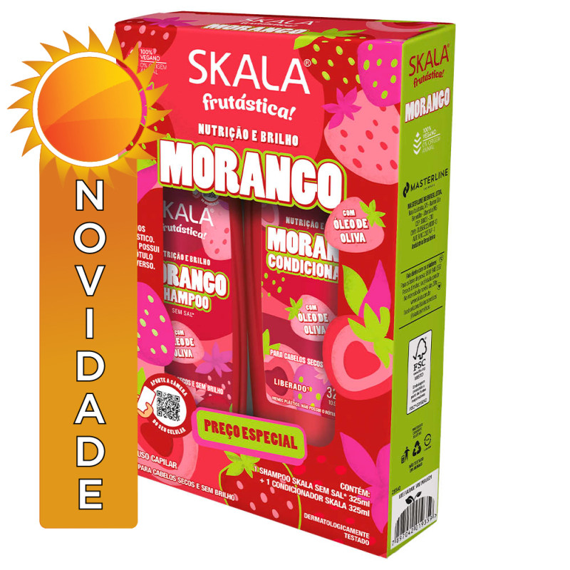 KIT SKALA SHAMPOO/CONDICIONADOR 325ML MORANGO - CX COM 3 UN