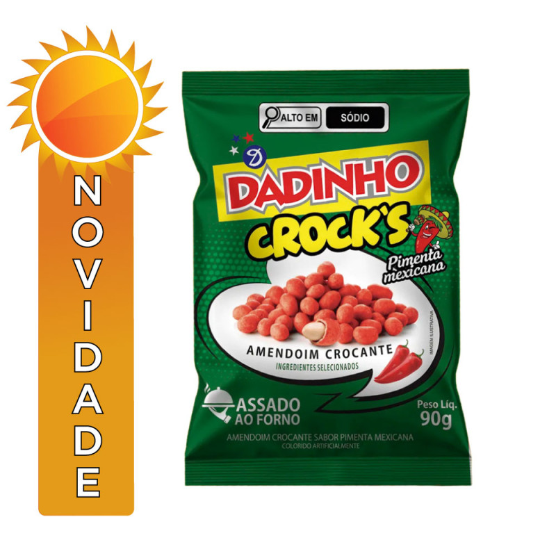 AMENDOIM DADINHO CROCK'S 90GR PIMENTA MEXICANA - CX COM 24 UN