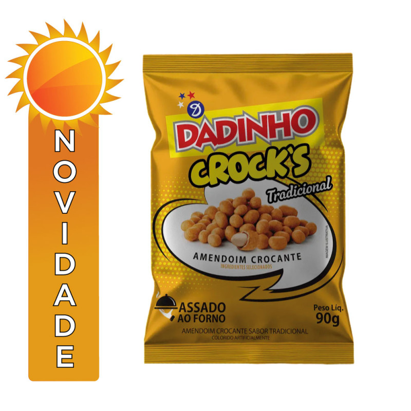 AMENDOIM DADINHO CROCK'S 90GR TRADICIONAL - CX COM 24 UN