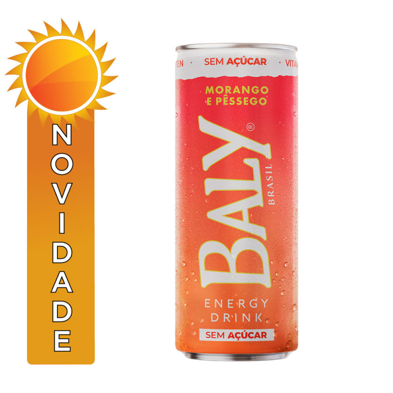 ENERGÉTICO BALY SEM ACÚÇAR 250ML MORANGO E PÊSSEGO - FD COM 6 UN