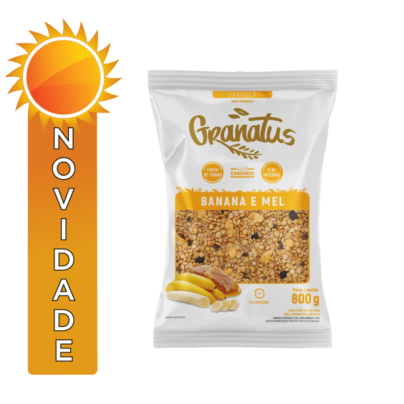 GRANOLA GRANATUS 800GR  BANANA E MEL - CX COM 12 PC