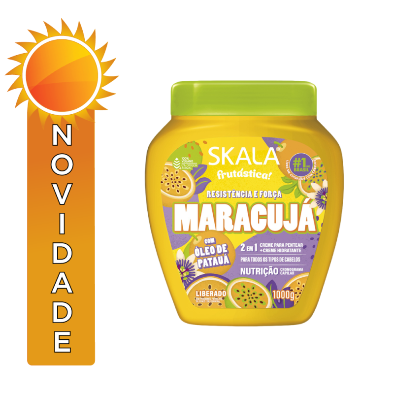 CREME PARA PENTEAR SKALA POTE 1 KILO MARACUJÁ RESISTÊNCIA E FORÇA - CX COM 6 UN