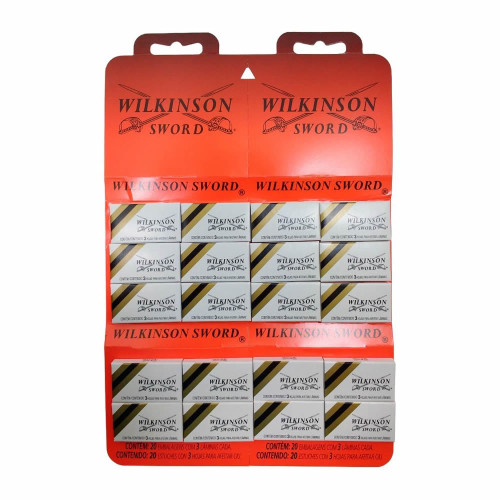 LÂMINA DE BARBEAR INOX WILKINSON C/ 3UN - CARTELA COM 20 CX