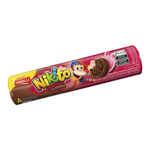 BISCOITO RECHEADO NIKITO 120GR  CHOCOLATE COM MORANGO - CX COM 36 UN