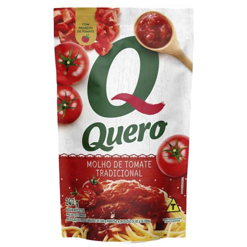 MOLHO DE TOMATE QUERO 240GR TRADICIONAL - CX COM 32 UN