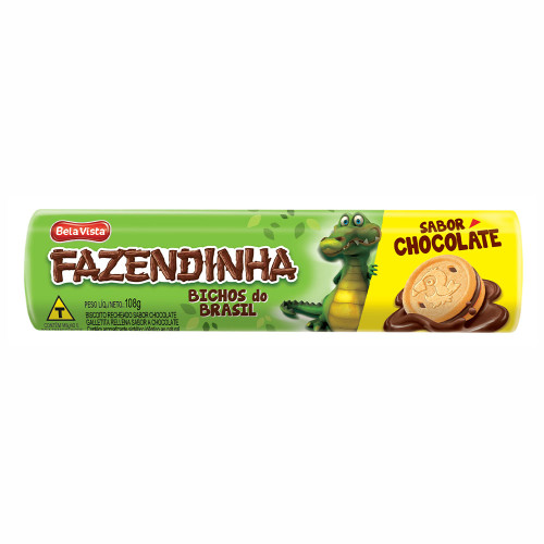 BISCOITO RECHEADO FAZENDINHA 108GR CHOCOLATE - CX COM 36 UN