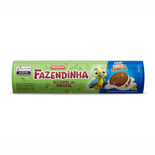BISCOITO RECHEADO FAZENDINHA 108GR CHOCO+BAUNILHA - CX COM 36 UN