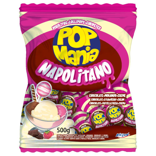 PIRULITO POP MANIA RICLAN 500GR NAPOLITANO - UNIDADE