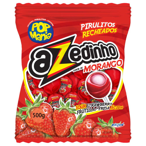 PIRULITO POP MANIA RICLAN 500GR MORANGO AZEDINHO - UNIDADE