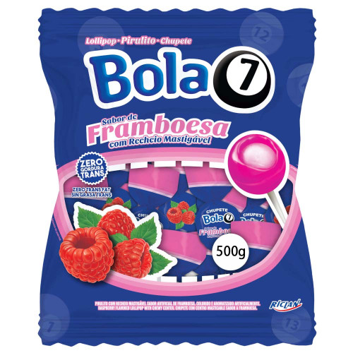 PIRULITO POP MANIA RICLAN 500GR BOLA7 FRAMBOESA - UNIDADE