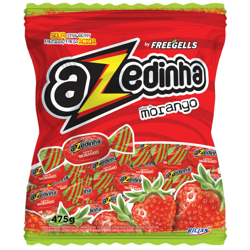 BALA FREEGELLS RICLAN DURA 475GR MORANGO AZEDINHA - UNIDADE 