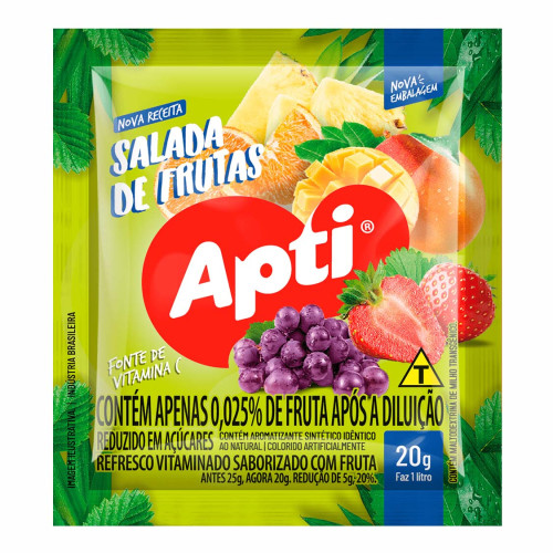 REFRESCO EM PÓ APTI 20GR SALADA DE FRUTAS - DP COM 15 UN