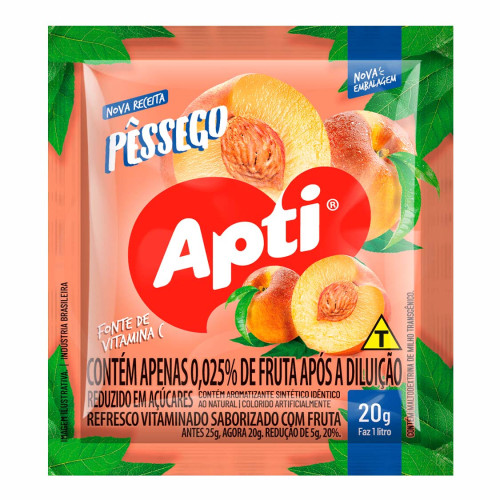 REFRESCO EM PÓ APTI 20GR PÊSSEGO - DP COM 15 UN