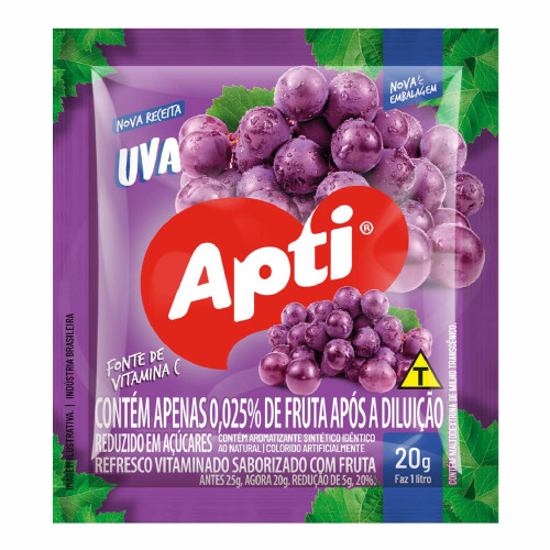 REFRESCO EM PÓ APTI 20GR UVA - DP COM 15 UN